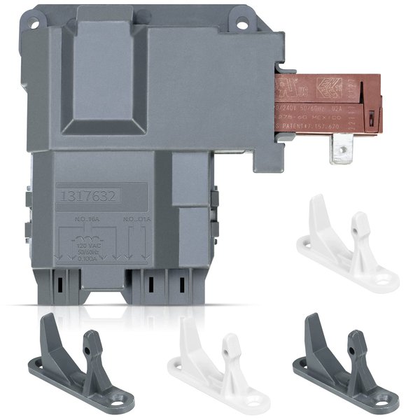 Upgraded New 131763256 Washer Door Latch Lock Lid Switch with 131763202 131763310 Door Striker Part Compatible with Frigidaire, Kenmore, Electrolux, GE Front Load Washer 1317632 131763255 131269400