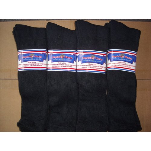 OVER THE CALF DIABETIC SOCKS, SIZE 9-11 BLACK COLOR,USA, 12 PAIRPHYSICIANS CHOICE