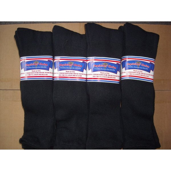 OVER THE CALF DIABETIC SOCKS, SIZE 9-11 BLACK COLOR,USA, 12 PAIRPHYSICIANS CHOICE
