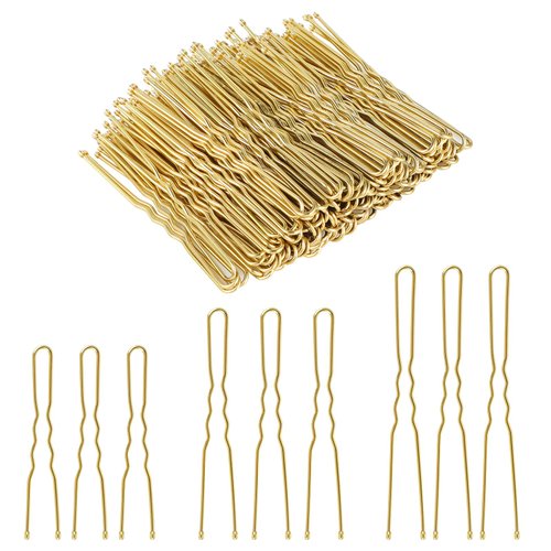 200 Pcs U Shaped Hair Pins 2IN 2.4IN 2.8IN in Box, French Hair Pin for Buns, Happi Mangala Bobby Pin for Women - Blonde