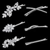 REDANHA 6 Pieces Delicate Bridal Hair Clips, Rhinestone Leaf Wedding Hair Pins, Crystal Bobby Pins, Silver Elegant Hairpins Jewelry Accessories Barrette for Brides Bridesmaids Flower Girls