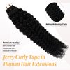 Human Hair Tape in Extensions for Black Women Curly Tape in Extensions 20inch 3B 3C Jerry Curly Tape ins Real Human Hair Extensions 50g 20pcs for Short Hair