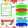 JUNEBRUSHS 50 Pack Christmas Party Favors Christmas Slap Bracelets Rubber Wristbands Assorted for Kids Slap Bands Silicone Snap Bracelets Bulk for Boys Girls Prizes Gifts Toys Stocking Stuffers