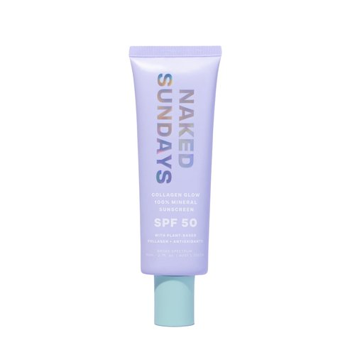 Naked Sundays SPF50+ Collagen Glow 100% Mineral Sunscreen, Hydrating 100% Mineral Sunscreen With Zinc Oxide, Vegan Collagen, Primer & A Sheer Tint for Healthy Glow, 80ml (80ml)