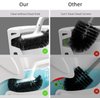 HAMITOR Toilet Bowl Brush Holder Set: Bathroom Deep Cleaning Toilet Cleaner Scrubber Under Rim with Curved Bristle for Dead Corner Clean - Hidden Rv Toilet Decorative Accessories with Caddy- White