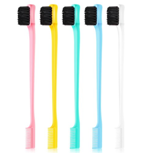 Baderke 5 Pcs Edge Brush Edge Control Brush Hair Edge Control Brush Hair Comb Set Hair Brush Doub...
