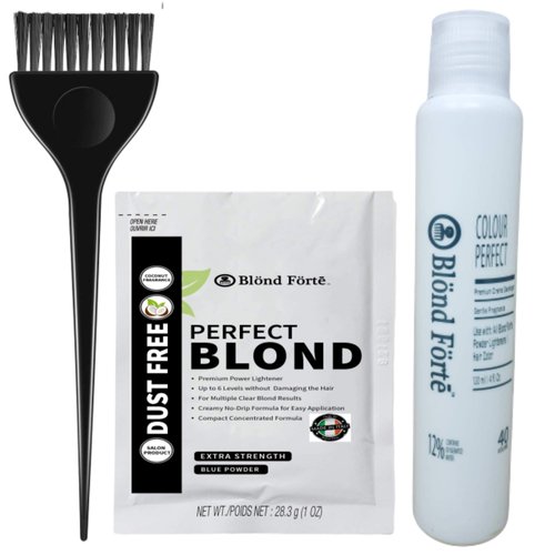 Perfect Blond Hair Bleach Toner Lightener Dye Lightening Kit 120 ml 40 Vol Developer &amp; Brush Glov...