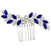 PRETTYLIFE Bridal Crystal Hair Comb Small Wedding Alloy Rhinestone Party Prom Hair Piece Accessories Elegant for Women Girls (Royal Blue + Silver)
