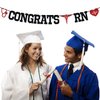 Congrats RN Banner, Future Nurse/BSN/NP, Big Nurse Energy, 2025 Nursing School Survivor Graduation Party Decorations Supplies, Black Glitter