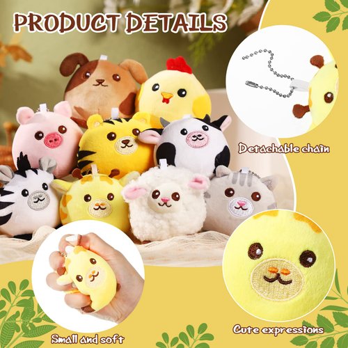 Skylety 9 Pcs Mini Stuffed Animals Bulk 3.15 Inch Cute Farm and Forest Animals Plush Toys for Kids Birthday Gifts Easter Stocking Stuffers Baby Shower Charity Donation Classroom Prizes(Regular Style)