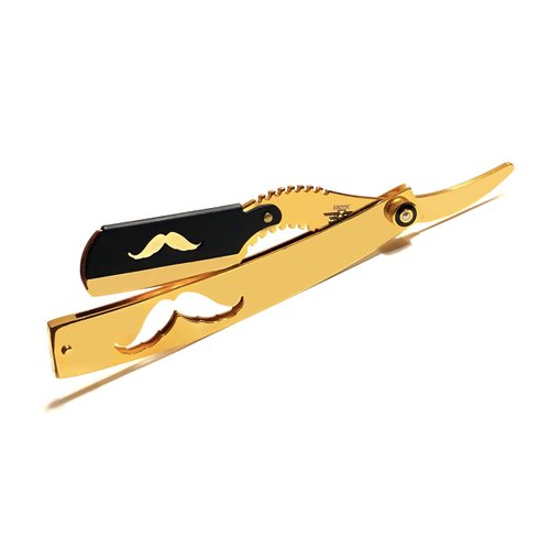 Gold and Black Salon and Personal Use Unisex Shaving, Trimming, and Grooming Straight Edge Foldng Razor
