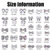 XEAOHESY 33 Pieces Silver Alloy Nail Bow Charms for Nails Bow Nail Charms Gems Bowknot Nail Studs Inlaid Pearl Clear Iridescent Rhinestone for Women Girls Nail Art Decorations