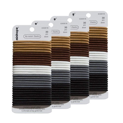 minihope Women's Hair Elastic Thick Tie,120 Count (Pack of 1), 4MM for Medium Hair.Value pack.……