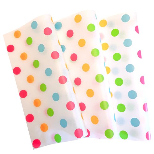 ZZJ 150 Dot Wax Paper Sheets Deli Wraps Tray&Basket Liner Deli Paper Polka Dot Printed Wax Paper Baking Paper Parchment Paper Greaseproof for Food 25 * 22cm (Colorful)