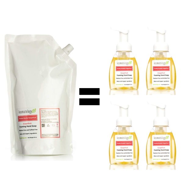 kosmatology Goody Goody Grapefruit (Grapefruit) Organic Foaming Hand Soap Refill Bag, 34 fl oz