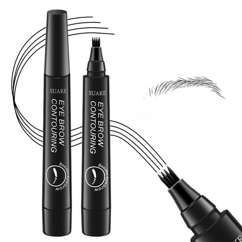 2pcs Eyebrow Pencil, 3D Microblading Eyebrow Pen Contouring Pen, 4-Tipped Precise Brow Pen, Waterproof Smudge-Proof brow pen, Natural Eye Long-Lasting Brow Pencils for Women(2*Black)