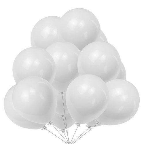 Latex White Balloons for Party 100 pcs 12 inch Macaron White Balloons for Baby Shower Birthday Wedding Engagement Anniversary Festival Picnic or any Friends & Family Party Decorations
