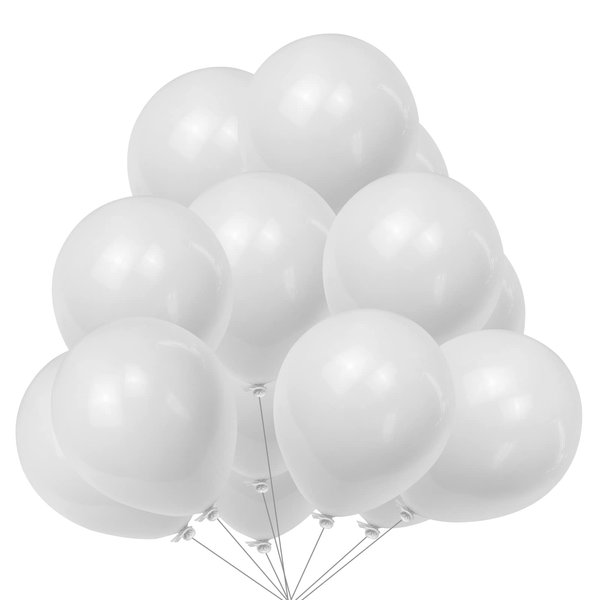 Latex White Balloons for Party 100 pcs 12 inch Macaron White Balloons for Baby Shower Birthday Wedding Engagement Anniversary Festival Picnic or any Friends & Family Party Decorations