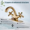 Aolemi Bathroom Sink Faucet Antique Brass Single Hole Cold and Hot Double Handle Cross Knobs Vanity Vessel Sink Basin Mixer Tap with Pop Up Drain with Overflow and Deck Cover Plate