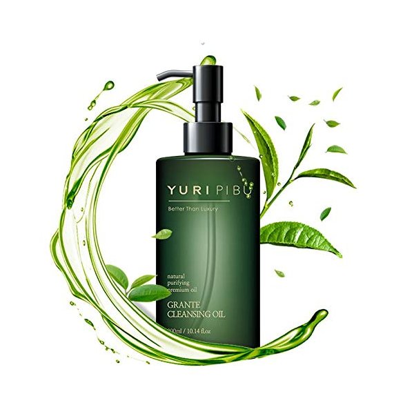 YURI PIBU Grante Cleansing Oil 10.14 fl.oz. Green Tea - infused (Deep Cleansing, Pore Control, Removes makeup, Natural Premium Oil, Cleansing Oil)