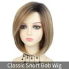 RENERSHOW Short Ombre Blonde Bob Wigs for Women 12 inch Cute Straight Bob Wigs for Girls Mixed Blonde Highlight Synthetic Wig Pixie Cut Hair Replacement Wigs