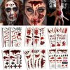 Wodelanle Halloween Face tattoos,12 Sheets Halloween Fake Scars Wound Temporary Tattoos Stickers for Women Men Adult Kids, Realistic Scratches Stitches Makeup Kit Scary Face Zombie Makeup Accessories
