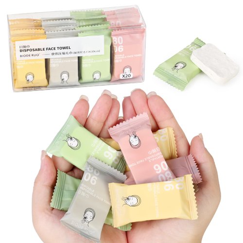 Quixella 20 PCS Mini Compressed Towel Sheet, Disposable Reusable Towel, Thickened Compressed Face Towel, Portable Travel Towel Sheet