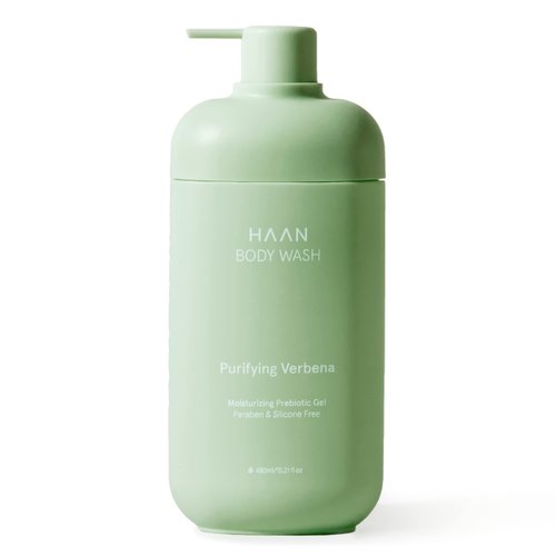 HAAN Natural Body Wash For Men and Women | Aloe Vera, Cocos Nucifera Glycerin & Prebiotic Complex to Cleanse & Soothe Dry Skin | Shower Gel for Women | Vegan | Purifying Verbena - 15.2 fl oz