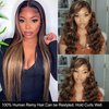 UNice Hair Brown Blonde Straight Human Hair Weave 3 Bundles, Brazilian 100% Virgin Unprocessed Remy Hair Ombre Highlight Color Hair Extensions 100g/pc (10 12 14)
