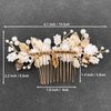 BETITETO Bridal White Hair Comb Pearl Leaf Ceramic Flower Hair Pin Piece Accessories for Wedding Women
