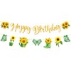 QAMEGX Sunflower Birthday Party Decorations- 2Pcs Rustic Sunflower Bunting Banner with Glitter Butterfly Sun Flower Happy Birthday Banner for Wedding Engagement Bridal Baby Shower Anniversary Graduation Party Supplies