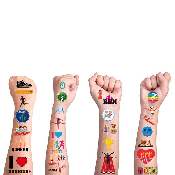 CupaPlay 200PCS+ Running Party Favors Tattoos Temporary Stickers- Marathon Cross Country Run Sports Theme Party Decoration Goodie Bags Stuffers