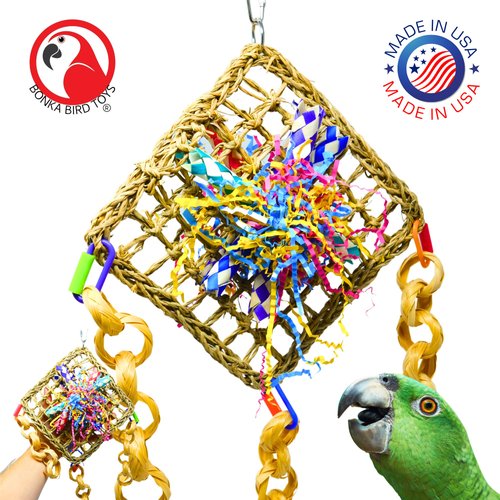 Bonka Bird Toys 1723 Four Corners Small Activity Play Mat Parrot Cage Toy, Cockatiel, Parakeet, Conure, and Similar Breed Sizes