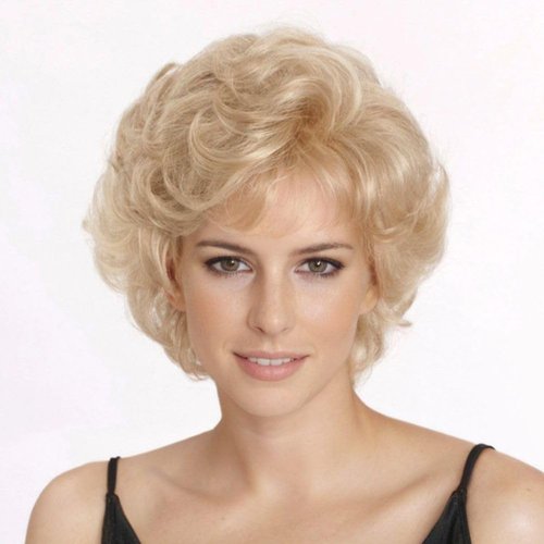 Dai Cloud Short Blonde Curly Wigs for Women Synthetic Natural Looking Daily Party Wig for White Women