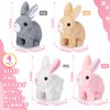 Halloscume 4 Pcs Christmas Interactive Electronic Plush Bunny Toy 7" Interactive Stuffed Animals Walking Barking and Wagging Tail Toys for Grandchildren Classroom Kid Birthday Gift(Long Hair Rabbit)