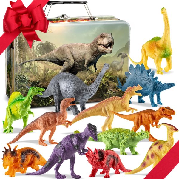 PLAYVIBE Dinosaur Toys for Kids 3-5 – 12 Realistic Small Dinosaur Figures with Storage Box – Dinosaur Toys for Kids 5-7 – Toddler Boy Dino Toys