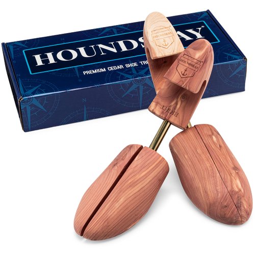 HOUNDSBAY Single Pack Shoe Tree for Men, Wooden Shoe Stretcher Men, Cedar Shoe Trees for Men, Adjustable Shoe Trees for Sneakers or Boots