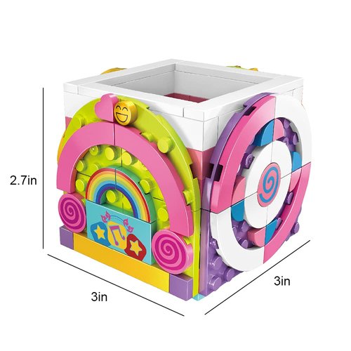 SIENON Dots Rainbow Pencil Holder, DIY Creative Craft Decorations Kit, Bricks Pen Holder, Building Blocks Pencil Jewelry Organizer Box, Fun Craft Kit Dots Construction Toys for Birthday Christmas Gift