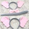 ZCMG Halloween Elephant Ears Headband Bow Tie Tail Gray Elephant Hair Hoops Headpiece Women Bowtie Animal Headpiece Hairband Hair Bands Cosplay Dress Up Baby Shower Festival Birthday Party Accessories