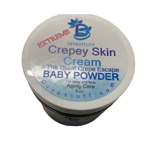 Diva Stuff Extreme Crepey Skin Body & Face Cream with Hyaluronic Acid, Alpha Hydroxy and more for Dry & Damaged Skin, 8oz - New Baby Powder Scent