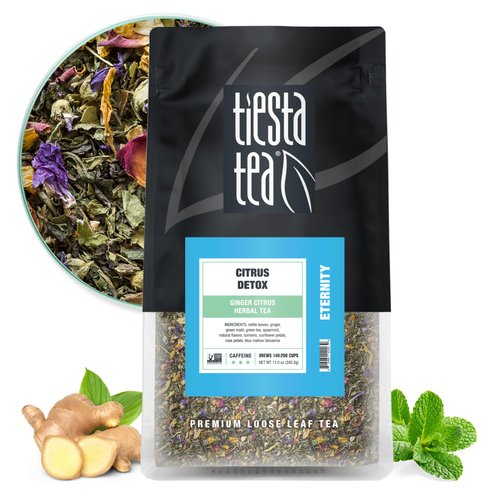 Tiesta Tea - Ginger Citrus Herbal Tea | Premium Loose Leaf Tea Blend | High Caffeinated Tea | Make Hot or Iced Tea & Brews Up to 200 Cups | Made w/ Natural Ingredients - 12oz Resealable Bulk Pouch
