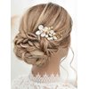 Catery Flower Bride Wedding Hair Comb Gold Hair Piece Crystal Bridal Side Comb Champagne Rhinestone Headpiece Floral Bridesmaid Hair Clips Hair Accessories for Women and Girls