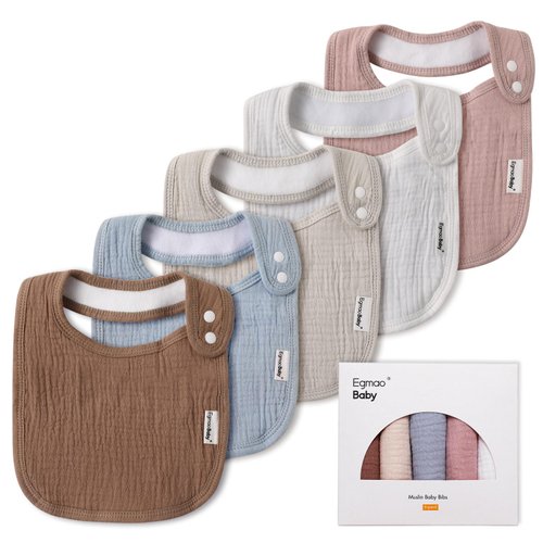 Muslin Bibs for Baby Boys Girls,Organic Muslin Baby Bib for Drooling and Teething,Soft Bandana Drool Bibs 5 Pack