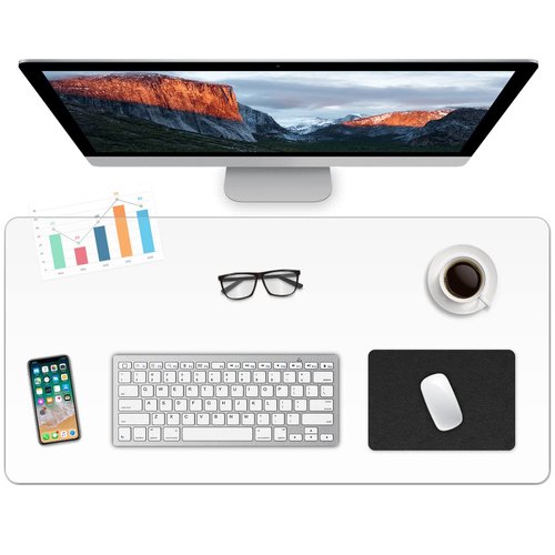 ProValley Clear Desk Pad Mat Blotter on Top of Desks 14 x 24 Inches Transparent PVC Writing Desk Mat for Desktop Small Plastic Table Mat Waterproof Table Cover Desk Protector with Mouse Pad for Office