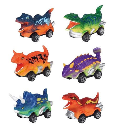 Ai-Fun Dinosaur Toy Pull Back Cars, 6PCS Dinosaur Car Racer Toys for Kids Dinosaur Games(Painted Color)