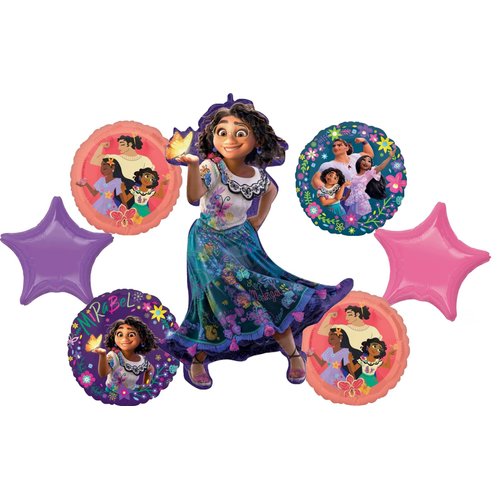 Anagram Encanto Mirabel Isabela and Luisa Birthday Party Supplies 7pc Foil Balloons Bouquet Decorations