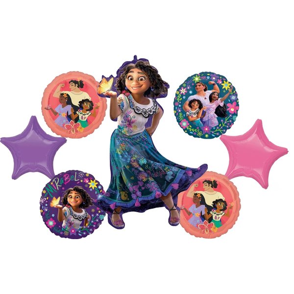 Anagram Encanto Mirabel Isabela and Luisa Birthday Party Supplies 7pc Foil Balloons Bouquet Decorations