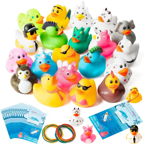 H1vojoxo 60PCS Cruise Duck Tags Kits Multi-colored Rubber Ducks for Cruise Ships Cruise Ducks for Hiding with Tags Carnival Cruise Line Gold Sailing Card Cruising Ducks Passport Card Rubber Bands