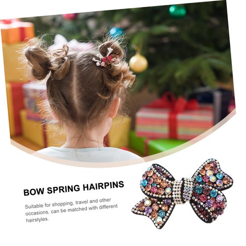 Holibanna Rhinestone Bow Hair Clip with Crystals - Bridal Bowknot Ponytail Clamp, Exquisite Decor for Women