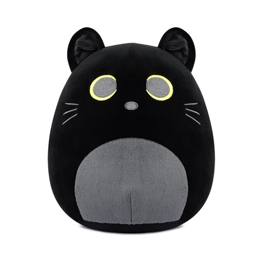 BMZRJM Black Cat Plush Pillow, Black Cat Stuffed Animals for Squish & Collect, Cute Soft Stuffed Cat Plushie Halloween Birthday Present for Girls Boys (Black Cat, 11.5 inches)